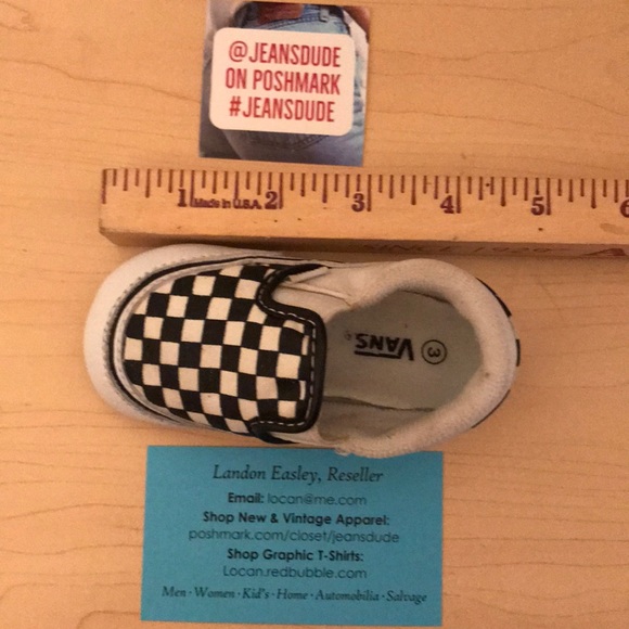 Baby Vans Checkered Black & White Slip On Shoes D2 - Picture 6 of 6